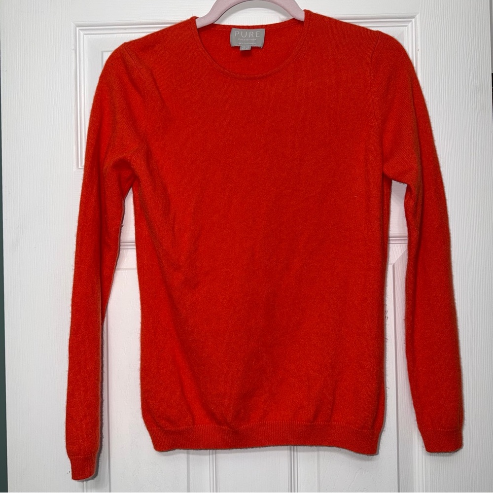 Pure Collection Vibrant Red Orange Crewneck Sweater